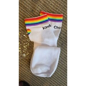 Queer Eye White Socks CHOOSE KINDNESS Rainbow Pride LGBT Unisex OS NWT